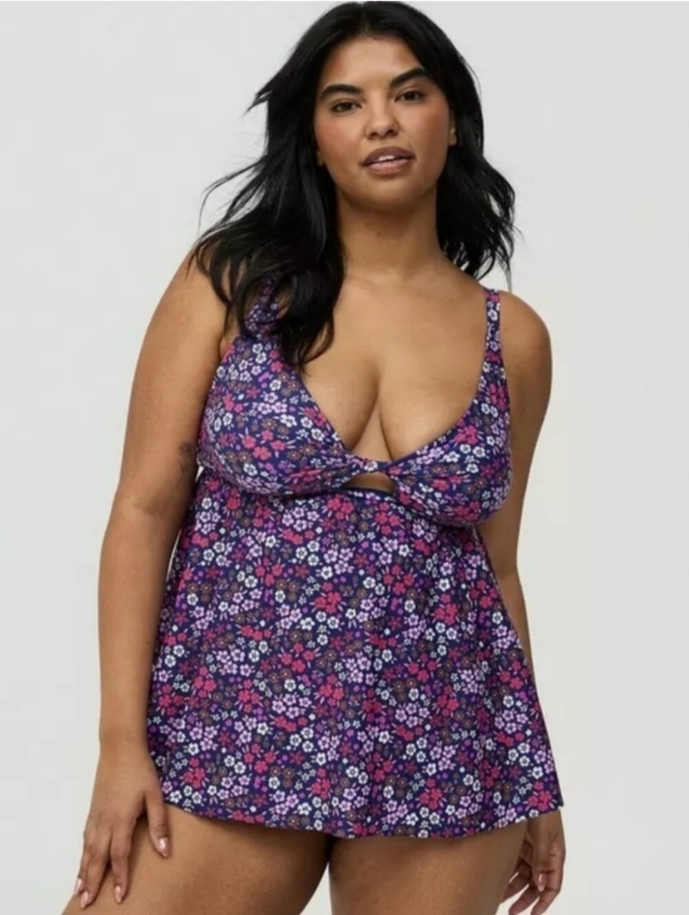 TORRID Ditsy Purple Floral Tankini Swimsuit Top & High Waisted Cheeky Briefs NWT - Picture 3 of 7